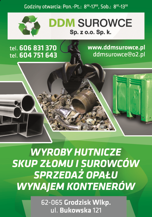 DDM Surowce Sp. z o.o. Sp. k. Grodzisk Wielkopolski-WYROBY HUTNICZE, SKUP ZŁOMU I SUROWCÓW