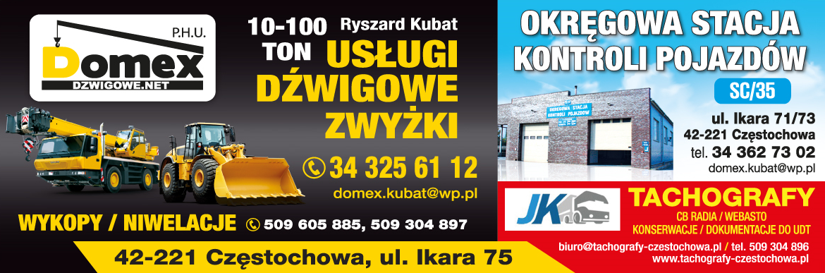 P.H.U. DOMEX Częstochowa Usługi Dźwigowe / Okręgowa Stacja Kontroli Pojazdów / Tachografy