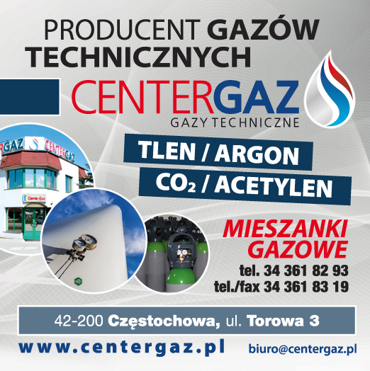 P.H.U. "CENTER GAZ" Częstochowa Producent Gazów Technicznych / Tlen / Argon / CO2 / Acetylen