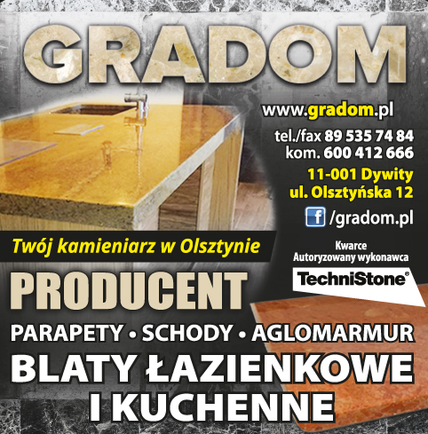 PHU Gradom Dywity - PRODUCENT - Blaty łazienkowe i kuchenne Parapety Nagrobki Schody Kominki