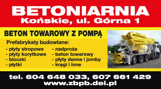 Zakład Betoniarski Prefabrykatów Budowlanych S.C. Końskie Beton Towarowy z Pompą