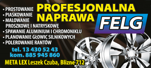 META LEX Leszek Czuba Blizne, p.brzozowski - PROFESJONALNA NAPRAWA FELG: PROSTOWANIE, PIASKOWANIE