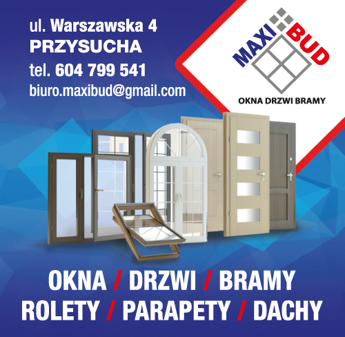 MAXI BUD Przysucha - OKNA, DRZWI, BRAMY, ROLETY, PARAPETY, DACHY 