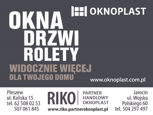 Salon Okien i Drzwi RIKO PLESZEW – Partner Handlowy OKNOPLAST Okna / Drzwi / Rolety