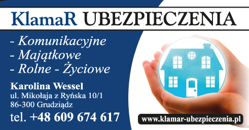 KlamaR Ubezpieczenia Karolina Wessel Grudziądz Komunikacyjne / Majątkowe / Rolne / Życiowe
