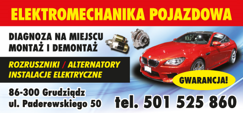 ELEKTROMECHANIKA POJAZDOWA Grudziądz Rozruszniki / Alternatory / Instalacje Elektryczne