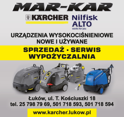 "MAR-KAR" KÄRCHER ŁUKÓW Urządzenia Wysokociśnieniowe Sprzedaż / Serwis / Wypożyczalnia