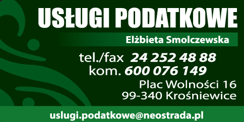 USŁUGI PODATKOWE Elżbieta Smolczewska Krośniewice 