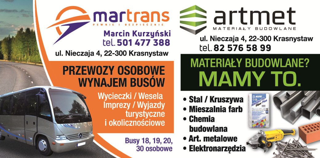 F.H.U. ARTMET  |  MARTRANS Marcin Kurzyński Krasnystaw Materiały Budowlane / Przewozy Osobowe