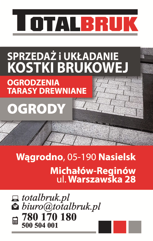 TOTALBRUK Nasielsk Sprzedaż i Układanie Kostki Brukowej / Ogrodzenia / Tarasy Drewniane / Ogrody