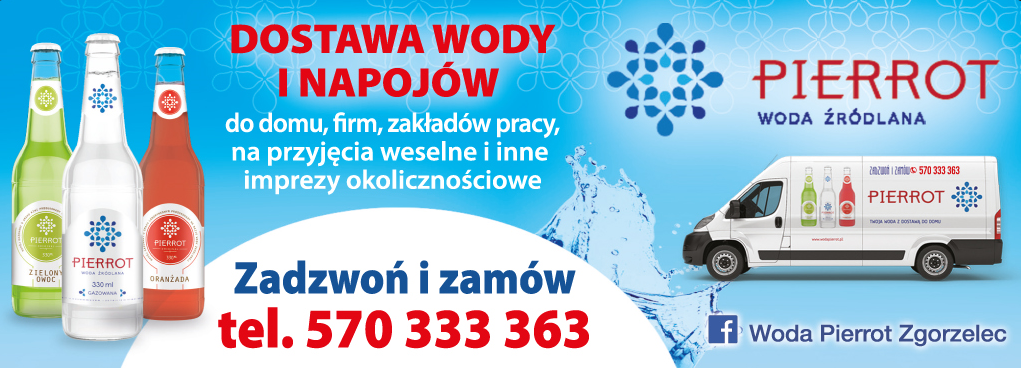 Pierrot WODA ŹRÓDLANA Zgorzelec -dostawa do domu, biura. zakładu pracy, na przyjęcie okolicznościowe