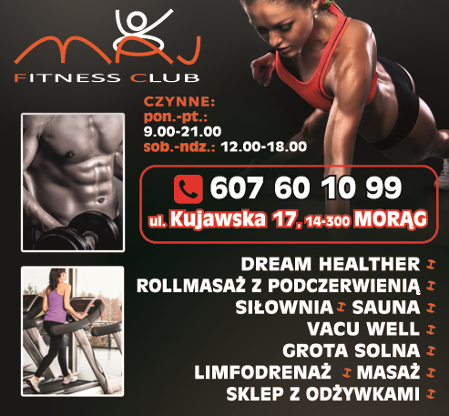 MAJ FITNESS CLUB Morąg Siłownia / Sauna / Grota Solna / Masaże / Sklep z Odżywkami