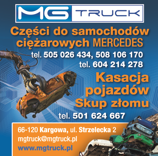 MG TRUCK Kargowa Części do Samochodów Ciężarowych Mercedes / Kasacja Pojazdów / Skup Złomu