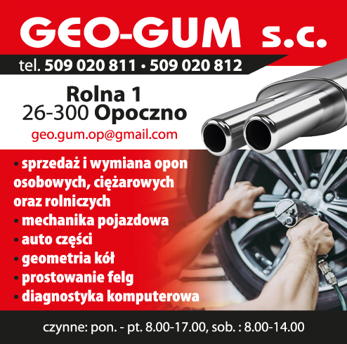 GEO-GUM s.c. Opoczno Mechanika Pojazdowa / Auto Części / Diagnostyka Komputerowa / Opony