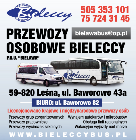 PRZEWOZY OSOBOWE BIELECCY Leśna, Lubań, Zgorzelec, Bogatynia-Licencjonowane krajowe/międzynarodowe 
