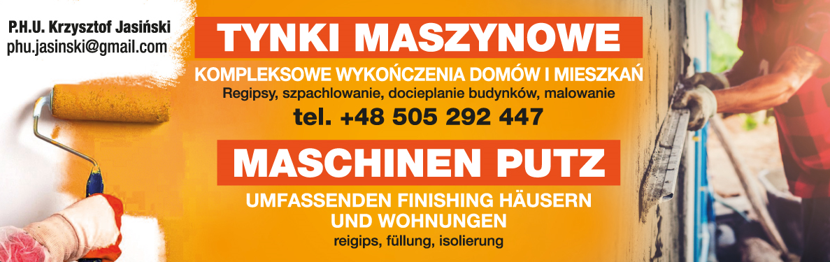 PHU Krzysztof Jasiński Budownictwo Słubice -TYNKI MASZYNOWE,KOMPLEKSOWE WYKAŃCZANIE DOMÓW I MIESZKAŃ