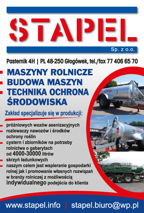 STAPEL Sp. z o.o. Głogówek Maszyny Rolnicze / Budowa Maszyn / Technika Ochrona Środowiska