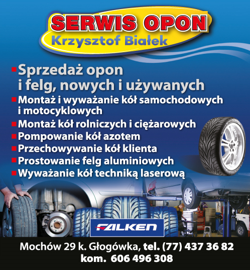 SERWIS OPON Krzysztof Białek Głogówek Sprzedaż Opon i Felg / Montaż i Wyważanie Kół