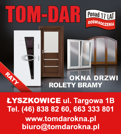 TOM-DAR Łyszkowice Okna / Drzwi / Rolety / Bramy