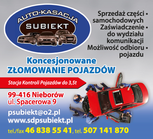 PPHU "SUBIEKT" Nieborów Stacja Demontażu Pojazdów / Sprzedaż Części Samochodowych