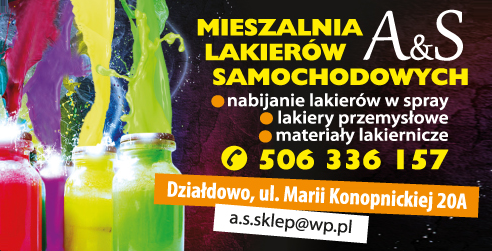 Mieszalnia Lakierów Samochodowych A&S Działdowo Nabijanie Lakierów w Spray / Materiały Lakiernicze