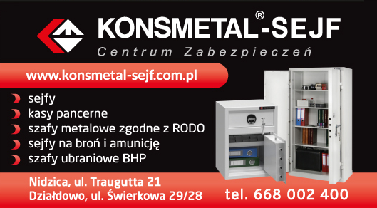  KONSMETAL-SEJF Centrum Zabezpieczeń Nidzica Sejfy / Kasy Pancerne / Szafy Metalowe