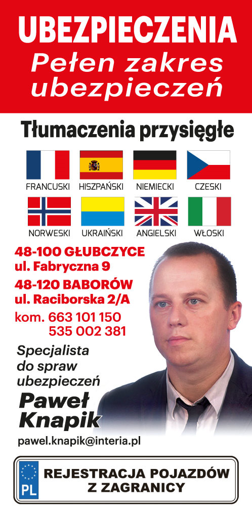 Pośrednictwo Ubezpieczeniowe Paweł Knapik Głubczyce Ubezpieczenia / Tłumaczenia Przysięgłe