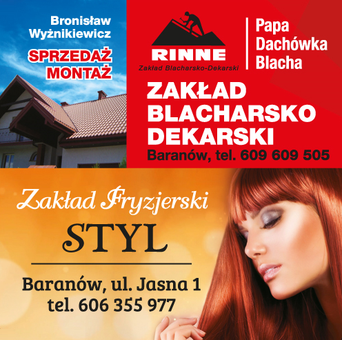 Zakład Blacharsko-Dekarski "RINNE" Bronisław Wyżnikiewicz Baranów | Zakład Fryzjerski "STYL" Baranów