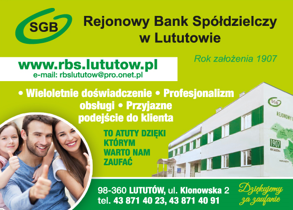 Rejonowy Bank Spółdzielczy w Lututowie Wieloletnie Doświadczenie / Profesjonalizm Obsługi