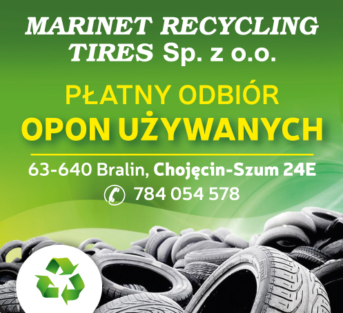 MARINET RECYCLING TIRES Sp. z o.o. Bralin Płatny Odbiór Opon Używanych