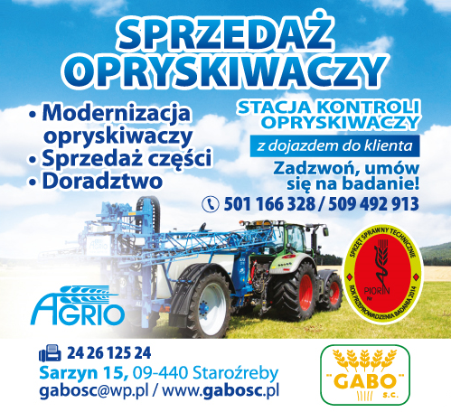 GABO S.C. Sarzyn Stacja Kontroli Opryskiwaczy / Sprzedaż i Modernizacja Opryskiwaczy