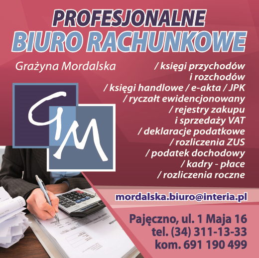Profesjonalne Biuro Rachunkowe Grażyna Mordalska Pajęczno Księgi Przychodów i Rozchodów / E-Akta