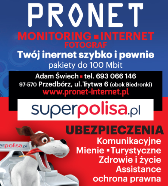 PRONET Adam Świech Przedbórz Monitoring / Internet / Alarmy / Fotograf / Ubezpieczenia