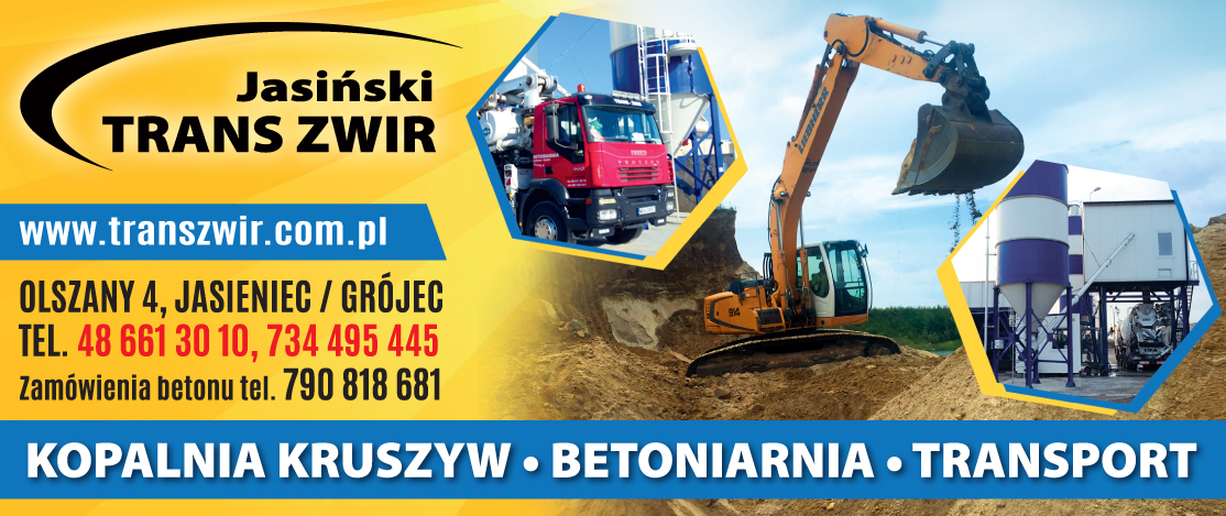 TRANS-ŻWIR JASIŃSKI KOPALNIA KRUSZYW BETONIARNIA TRANSPORT Jasieniec