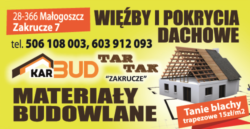 PHU KARBUD | TARTAK "ZAKRUCZE" Małogoszcz Więźby i Pokrycia Dachowe / Materiały Budowlane