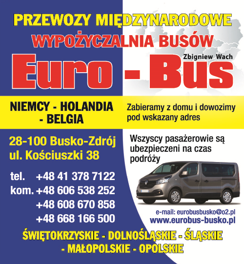 EURO-BUS Zbigniew Wach Busko- Zdrój Przewozy Międzynarodowe Niemcy - Holandia - Belgia