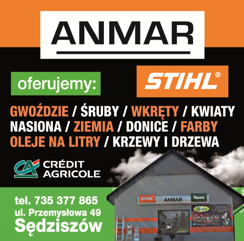 ANMAR STIHL Sędziszów Gwoździe / Śruby / Wkręty / Kwiaty / Nasiona / Ziemia / Donice / Farby