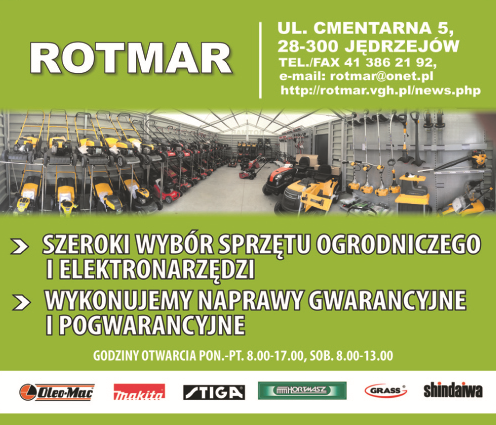 ROTMAR Marcin Gałczyński Jędrzejów Sprzęt Ogrodniczy i Elektronarzędzia / Naprawy Gwarancyjne