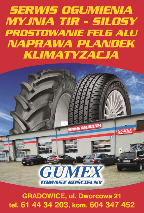 "GUMEX" Tomasz Kościelny Gradowice Serwis Ogumienia / Klimatyzacja / Naprawa Plandek / Myjnia TIR