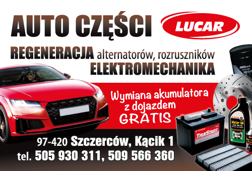 AUTO CZĘŚCI "LUCAR" Szczerców Regeneracja Alternatorów, Rozruszników / Elektromechanika