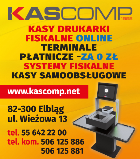 KASCOMP Elbląg Systemy Fiskalne / Terminale Płatnicze / Kasy Samoobsługowe