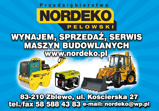 Przedsiębiorstwo "NORDEKO" Pelowski Zblewo Sprzedaż / Serwis / Wynajem Maszyn Budowlanych