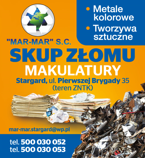 "MAR-MAR" S.C. Stargard Skup Złomu, Makulatury / Metale Kolorowe / Tworzywa Sztuczne