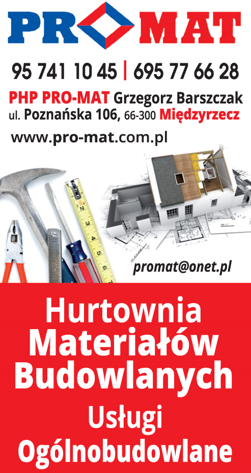 PHP PRO-MAT Grzegorz Barszczak HURTOWNIA MATERIAŁÓW BUDOWLANYCH Międzyrzecz 