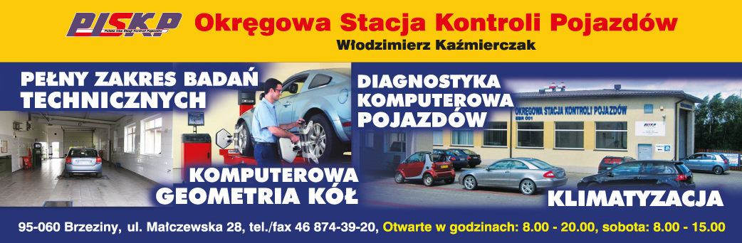 PISKP Okręgowa Stacja Kontroli Pojazdów Włodzimierz Kaźmierczak Brzeziny Diagnostyka Komputerowa