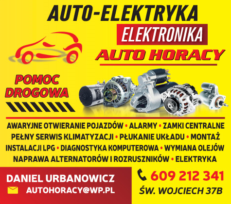 AUTO HORACY Daniel Urbanowicz AUTO- ELEKTRYKA ELEKTRONIKA POMOC DROGOWA Międzyrzecz 