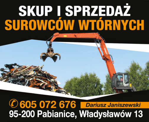 SKUP I SPRZEDAŻ SUROWCÓW WTÓRNYCH Dariusz Janiszewski Pabianice