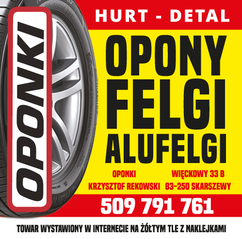 OPONKI Krzysztof Rekowski Skarszewy Hurt-Detal / Opony / Felgi / Alufelgi