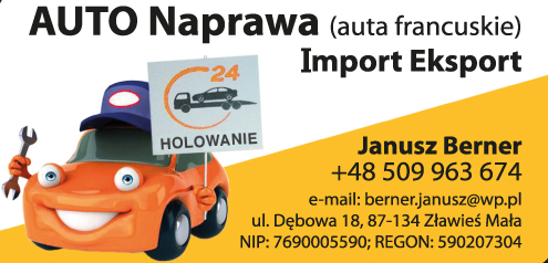 Auto Naprawa Berner Janusz import eksport  Zławieś Mała - AUTA FRANCUSKIE, HOLOWANIE 24 
