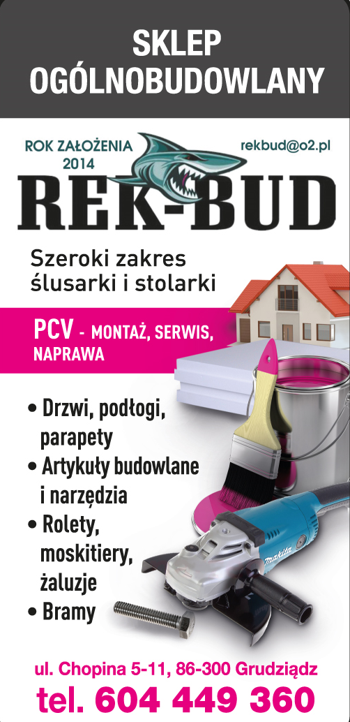 Sklep ogólnobudowlany "REK-BUD" Grudziądz - DRZWI, PODŁOGI, PARAPETY, ROLETY, BRAMY